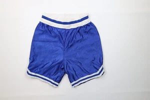 Vintage 80s 90s Mens Medium Striped Silky Nylon Above Knee Basketball Shorts USA - Picture 1 of 13