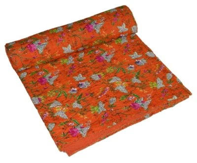 Colcha reversible de algodón indio vintage edredón Kantha indio manta  Foto 1 de 4