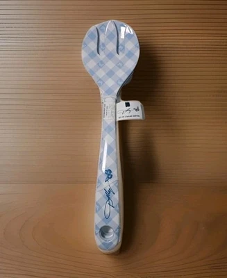 NWT Dolly Parton Salad Serving Fork and Spoon Blue Check Butterfly  - Image 1 of 4