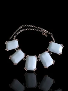 Banana Republic Rhinestone & Acrylic Blue Stone Bib Statement Necklace 19in - Picture 1 of 5