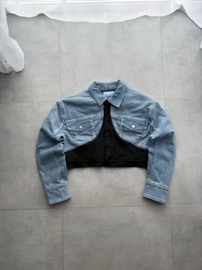 Mugler x H&M -Men's Blue denim Cropped Corset rare y2k Jacket - Size XL opium - Picture 1 of 10
