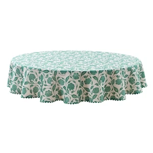 Mainstays by Becky G. & Alejandra 70" Round Fabric Tablecloth - Green Floral - Picture 1 of 4