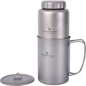Boundless Voyage Titanium 1050ml Water Bottle with 600ml Cup Portable Drinkware - Picture 1 of 9