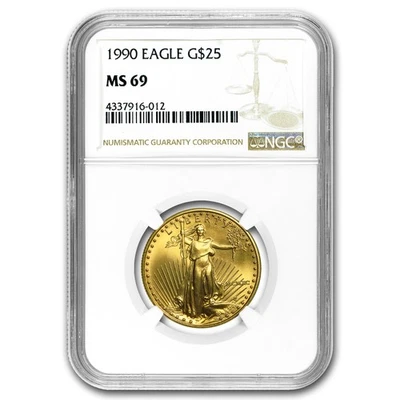 1990 1/2 oz American Gold Eagle MS-69 NGC - Image 1 of 3