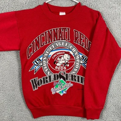 Sudadera DE COLECCIÓN Cincinnati Reds Para Hombre Pequeña Roja 1990 Serie Mundial Logo 7 Inc. Foto 1 de 4