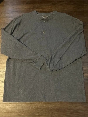 Camisa L.L.Bean Henley Hombres Grande Gris Calce Manga Larga Pullover Aire Libre Gorp Foto 1 de 4