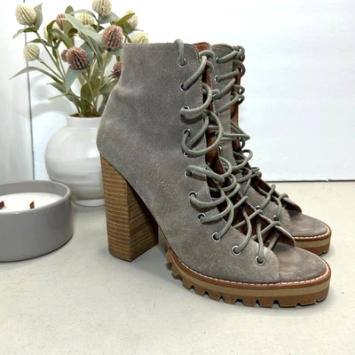 Jeffrey Campbell X Free People Cors Gamuza Con cordones Punta abierta Botines Mujeres 9M Foto 1 de 4