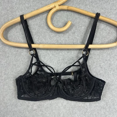 Honey Birdette Jessica Black Bra Lace Size 10 A 32A - image 1 of 4