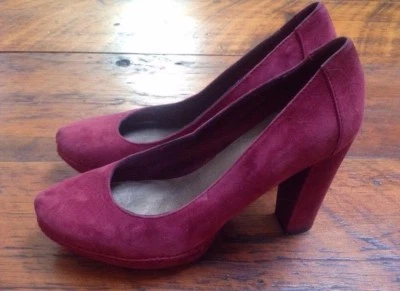 Me Too Marisa Red Rouge Leather Suede Chunky High Heels Pumps 7M 37.5 - Image 1 of 4