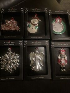6 Christmas Ornaments Love Angel, Nutcracker, Snowflake, Wreath, Merry Christmas