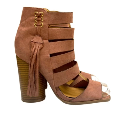 Qupid Dusty Rose Rosa Gamuza Gladiador Punta Abierta Tacón Bloque Para Mujer Talla 5.5 Foto 1 de 4