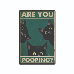 Signs Funny Bathroom Sign For Restroom Cat Sign 8x12 Tin Sign - Picture 1 of 6