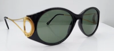 Gafas de sol vintage Anne Klein Riviera negras doradas ovaladas marcos Corea Foto 1 de 4