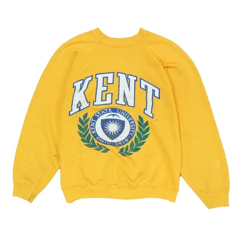 Vintage Kent State Golden Flashes Crest Sweatshirt Size Small Yellow 80s NCAA Cover