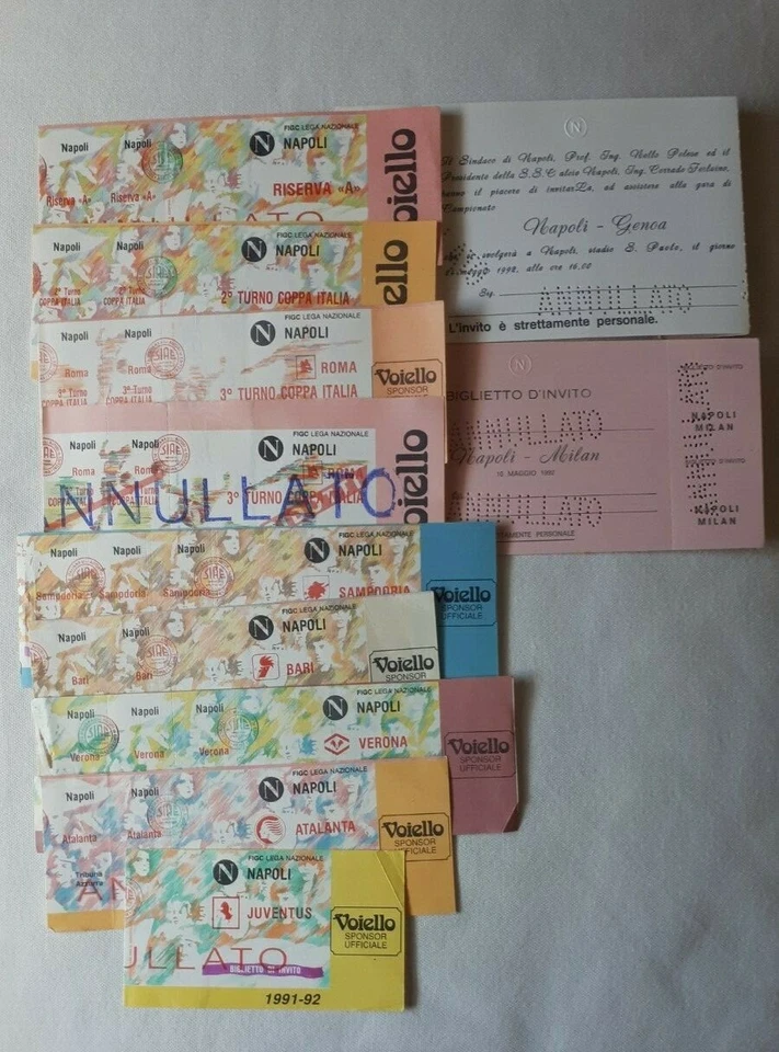 11 BIGLIETTI /INVITI NAPOLI HOME 1991-92 SCEGLI !! LEGGI !! - Immagine 1 di 1