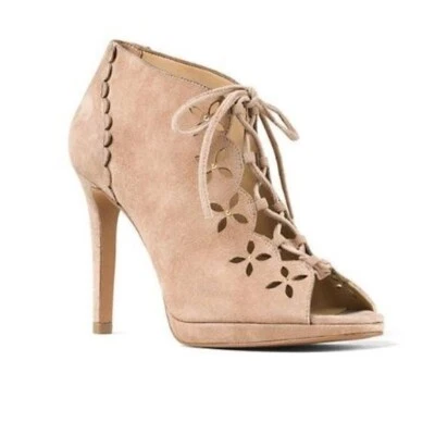 Botín Michael Kors Peep Toe Mujer 10 Beige Gamuza Diseñador Elegante Contemporáneo Nuevo Foto 1 de 4