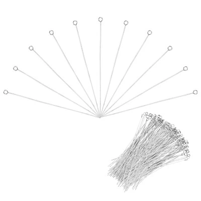 500pcs Stainless Steel Eye Pins 0.8mm/22 Gauge x 70mm Headpins Jewelry Findings Foto 1 de 4