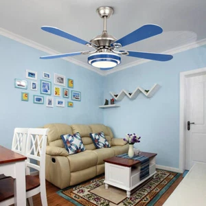 LED Dimmable Acrylic Ceiling Fan Light Chandelier Lamp 5-Blade W/ Remote Blue US - Picture 1 of 9
