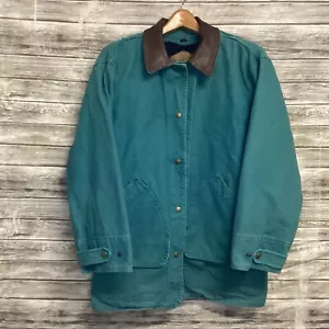 Vintage Woolrich Jacke Herren Medium Grün Chore Mantel Canvas Decke Gefüttert USA - Bild 1 von 14