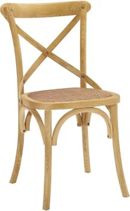 Modway Gear Rustic Modern Farmhouse Elm Wood Rattan Dining Chair in Natural - Picture 1 of 8