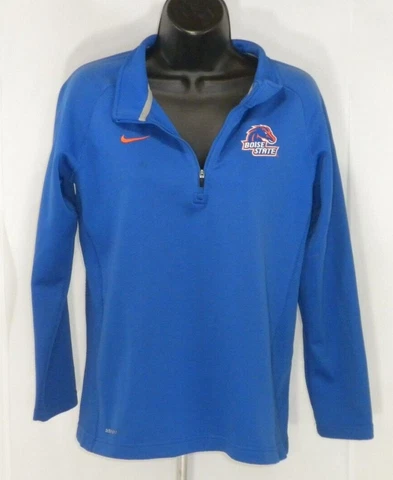 Nike Dri-Fit Boise State Broncos Womens Sweatshirt Large Blue 1/4 Zip Fleece Cover