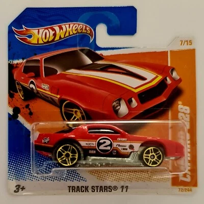 HOT WHEELS 1980's Camaro Z28 Red Car Track Stars Made 2011 S/C 7/15 - 72/244 - Image 1 of 4