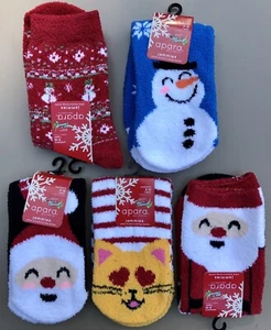 Lot of 5 Pair APARA Moisturizing Spa Collection Jammies Christmas Socks Sz. 5-10 - Picture 1 of 12