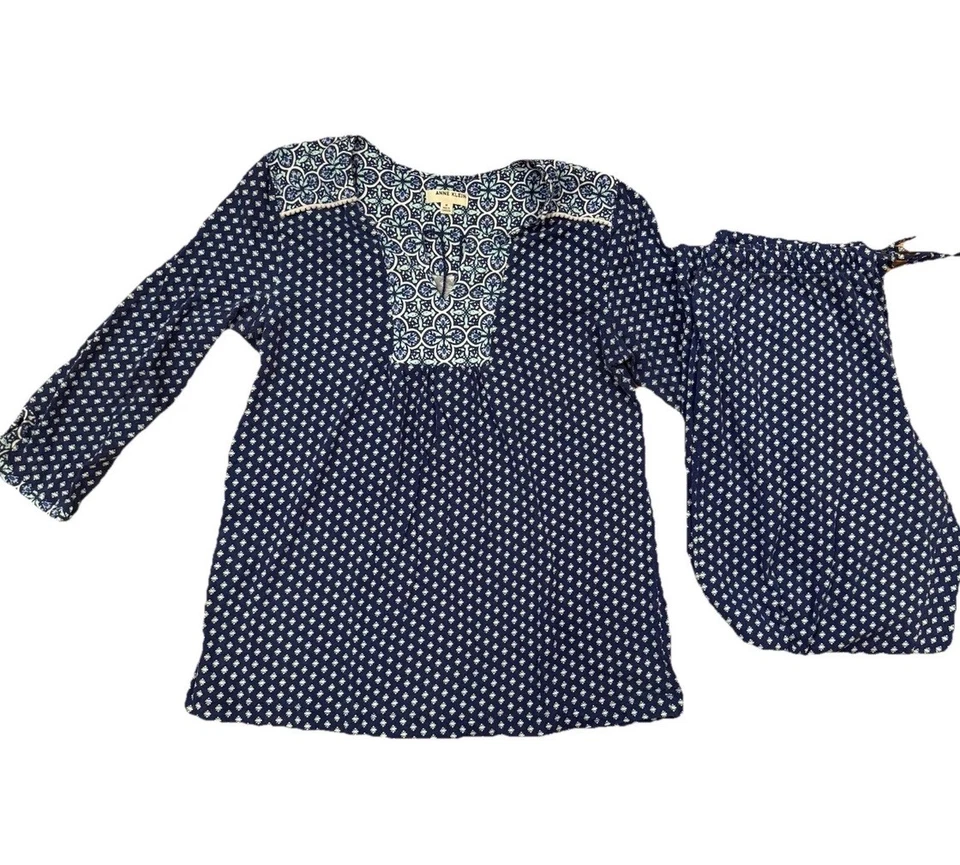 Camisa feminina de algodão Anne Klein gola V azul tamanho M - Imagem 1 de 4