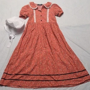 Scarlett Darkness Girls Pioneer Prairie Dress Floral Print With Bonnet Sz 8 - Picture 1 of 6