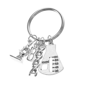 Microscope Key Ring Graduation Celebration Keychain Biology Themed Accessory - Zdjęcie 1 z 12