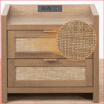 2024 Nuovo Set di 2 comodini, comodini in rattan con stazione di ricarica Type-C e - Immagine 1 di 4