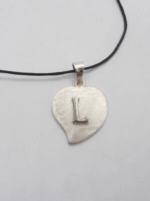 Iniziale L : Ciondolo Cuore in Argento 925 - Pendente Lettera Alfabeto Girocollo - Immagine 1 di 4
