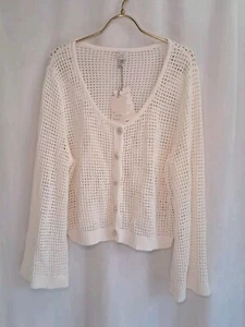 NWT A New Day Size XXL Cream Button-Front Open Knit Cropped Cardigan Sweater - Picture 1 of 11