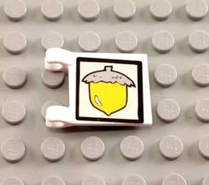 LEGO White 2x2 Clip On Flag with Spongebob Sandy Acorn Sticker - Picture 1 of 1