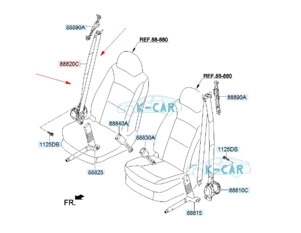 Cinturón de seguridad FR/RH retractor Ems OEM 88820-2S0009P para Hyundai Tucson 2011~2015 Foto 1 de 1