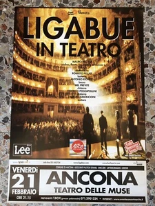 Ligabue in Teatro tour poster vintage originale 100x70 Cm manifesto Ancona - Imagen 1 de 1