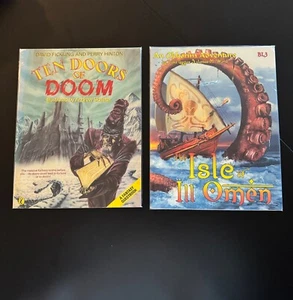 TEN DOORS OF DOOM PUFFIN BOOKS UK 1987 RPG Isle of Omen Gygax VG BX 915 - Picture 1 of 5