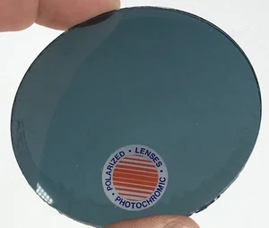 2 Lenti Polarizzate Vintage Fotocromatiche Coppia Tonde Blu PPS 70mm Vetro Non Tagliato - Foto 1 di 8
