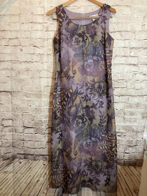 Vintage Miss Dorby Pencil Dress Womens 10 Dark Purple Floral Midi Flowy Feminine - Image 1 of 4