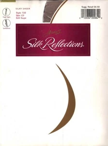 HANES SILK REFLECTIONS SANDLEFOOT THIGH HIGHS - Style 720, Size CD, Taupe - Picture 1 of 2