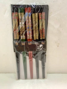 5 pares de palillos lacados de madera de 9" hechos en Japón - Imagen 1 de 2