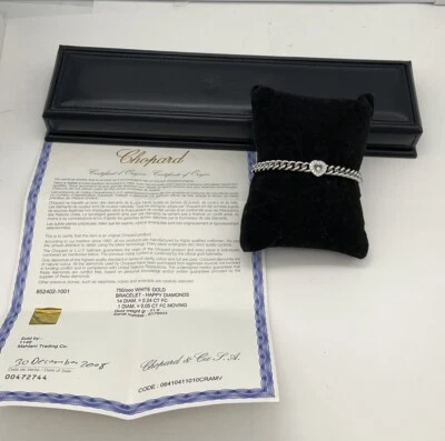 18K White Gold .29tcw Chopard Happy Diamond Heart Bracelet 7 1/4” - Image 1 of 4