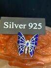 Silver Butterfly Ring With Royal Blue Enamel