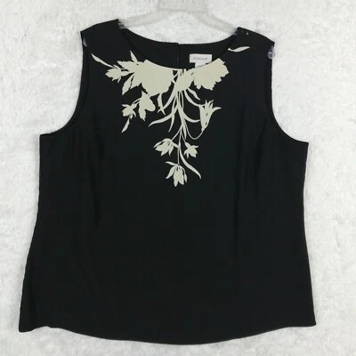 Blusa sin mangas Avenue para mujer negra floral informal de negocios Plus 22 Foto 1 de 4