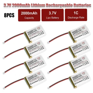 8pcs 3.7V 2000mAh 3C Lipo Batteries with Micro JST 1.25 Plug for Arduino Nodemcu - Picture 1 of 13