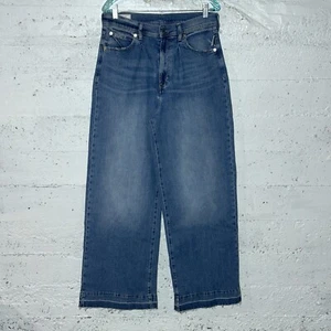 GAP wide leg high rise Trouser Jean 30/10 R NWT light wash Pleated Raw Hem - Picture 1 of 9