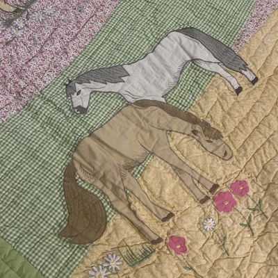 Juego de edredón The Company Store 3 piezas Queen Pretty Ponies edredón nuevo en paquete caballos vintage Foto 1 de 4