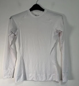 Floa Langarm T-Shirt Damen Medium weiß nahtlos Daumenloch Basisschicht Oberteil - Bild 1 von 9