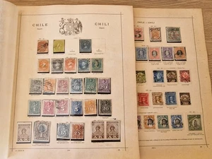 Chile Stamp Accumulation on Ancient Schaubek Pages - Picture 1 of 5