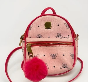 Claire’s Mini Metallic Pink Backpack Purse Crossbody Chain Strap 80s Style Bag - Picture 1 of 7